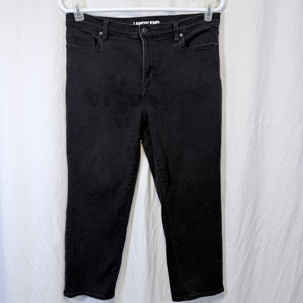Lands' End Jeans‎ Straight Leg Black 5-Pocket Denim 16 Petite